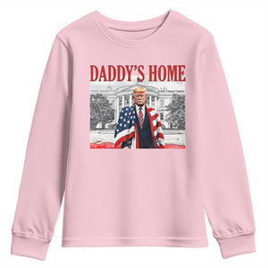 Trump 2025 Youth Sweatshirt Daddy's Home Trump Inauguration Day TS09 Light Pink Print Your Wear