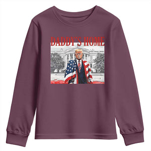 Trump 2025 Youth Sweatshirt Daddy's Home Trump Inauguration Day TS09 Maroon Print Your Wear