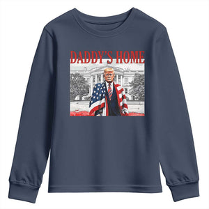 Trump 2025 Youth Sweatshirt Daddy's Home Trump Inauguration Day TS09 Navy Print Your Wear