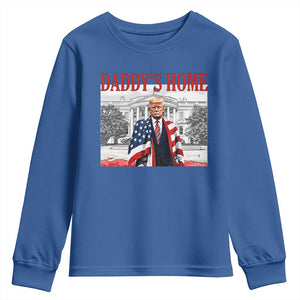 Trump 2025 Youth Sweatshirt Daddy's Home Trump Inauguration Day TS09 Royal Blue Print Your Wear