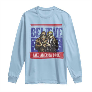 Funny Believe Bigfoot Trump Long Sleeve Shirt Take America Back TS09 Light Blue Print Your Wear