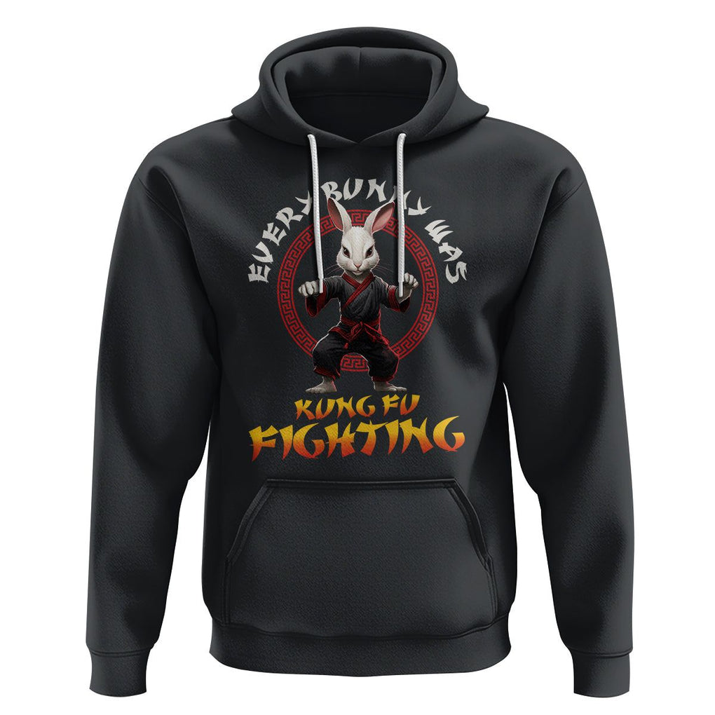 Easter Day Hoodie Every Bunny Was Kung Fu Fighting Funny Rabbit TS09 Black Printyourwear