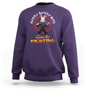 Easter Day Sweatshirt Every Bunny Was Kung Fu Fighting Funny Rabbit TS09 Purple Printyourwear