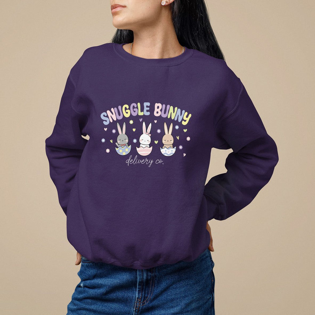 Easter Day Sweatshirt Snuggle Bunny Delivery Co L&D Nurse TS09 Purple Printyourwear