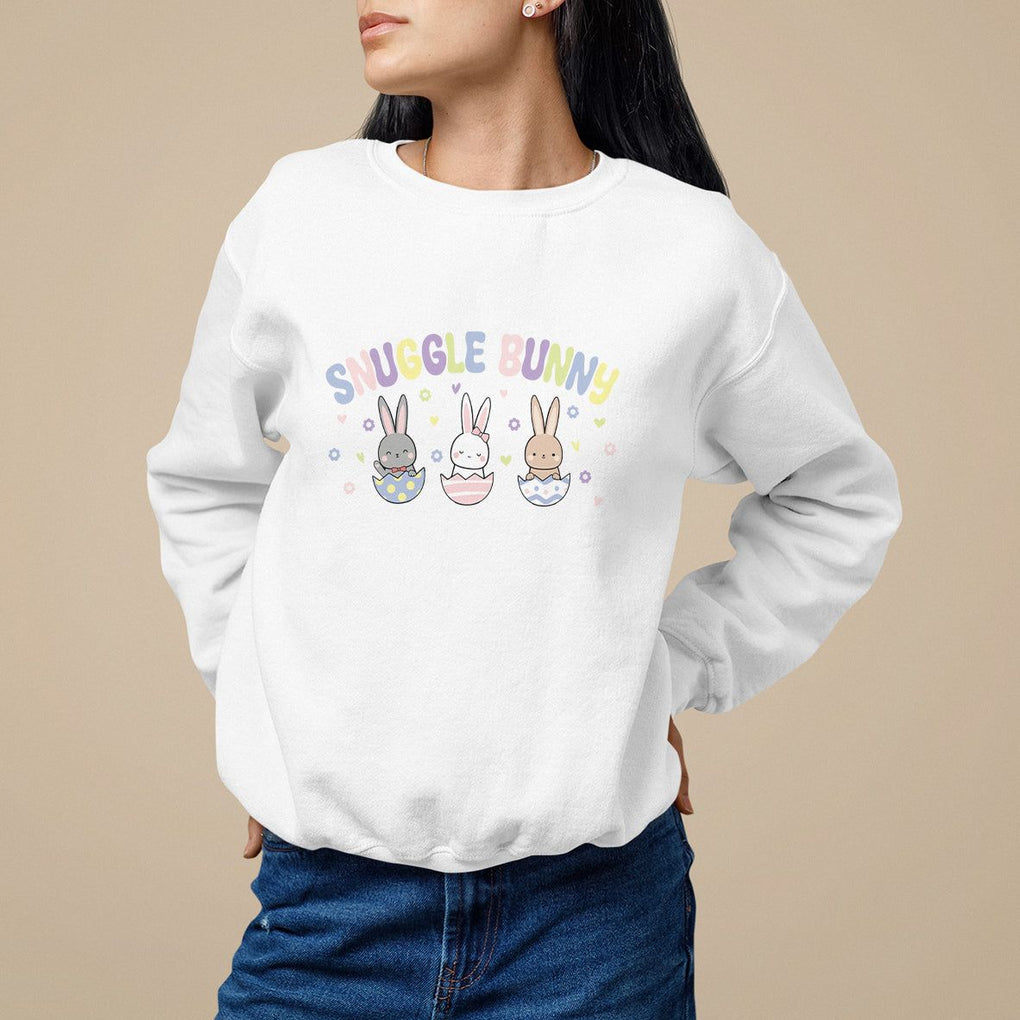 Easter Day Sweatshirt Snuggle Bunny Delivery Co L&D Nurse TS09 White Printyourwear