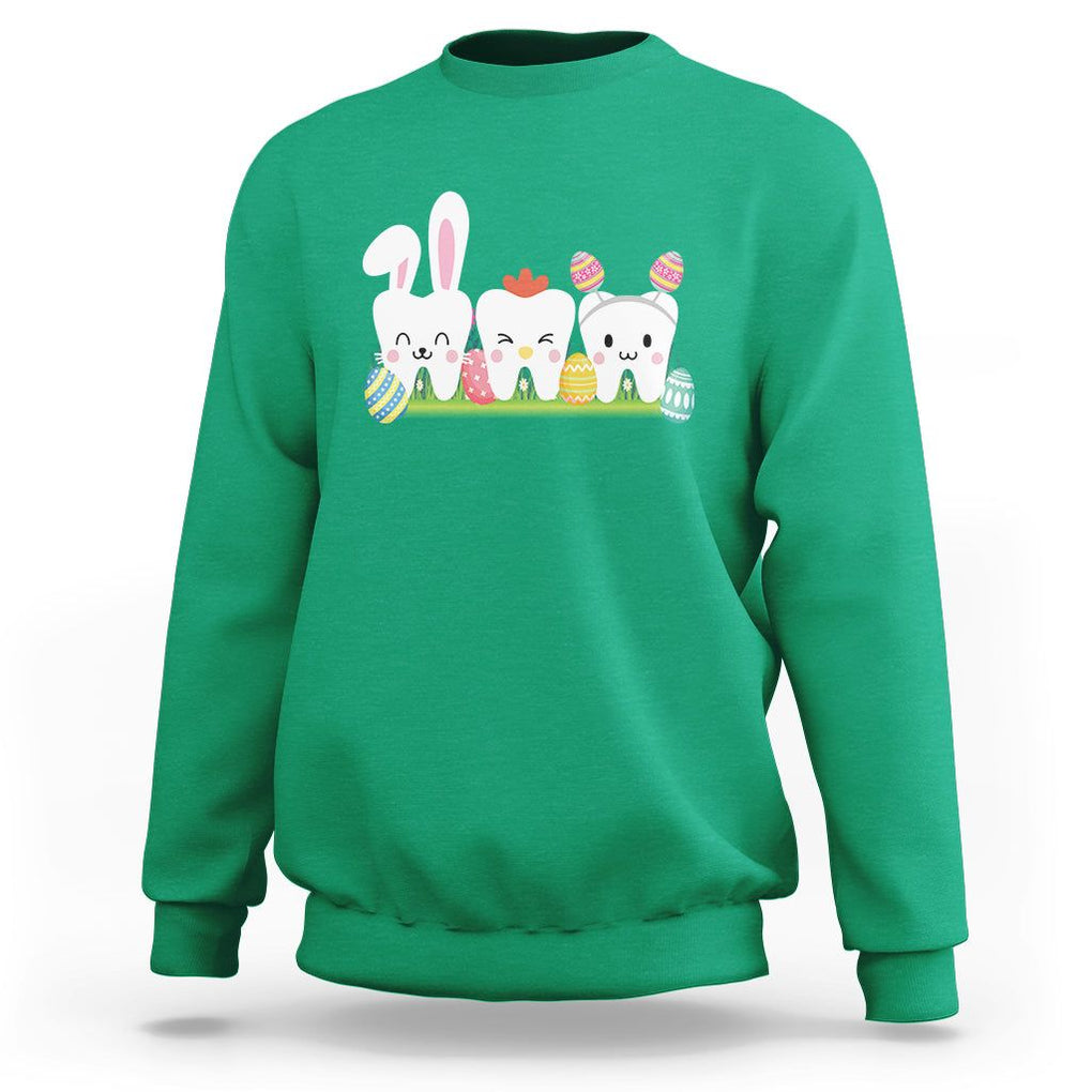 Easter Day Sweatshirt Funny Tooth Glasses Dental Dentist TS09 Irish Green Printyourwear