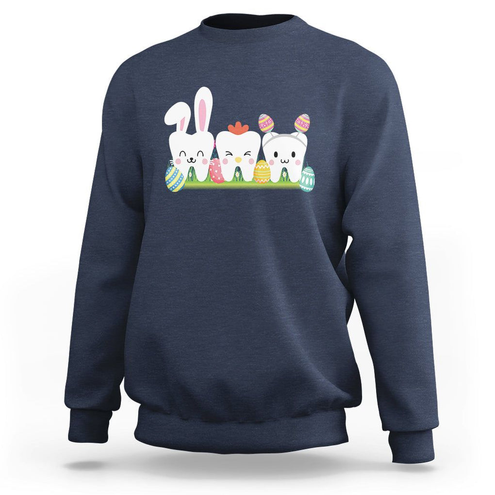Easter Day Sweatshirt Funny Tooth Glasses Dental Dentist TS09 Navy Printyourwear