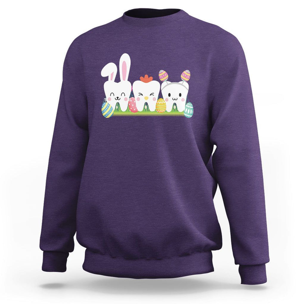 Easter Day Sweatshirt Funny Tooth Glasses Dental Dentist TS09 Purple Printyourwear