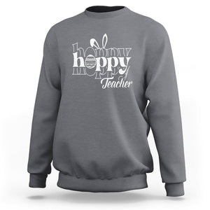Easter Day Cute Hoppy Teacher Bunny Egg Sweatshirt TS09 Charcoal Printyourwear