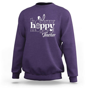Easter Day Cute Hoppy Teacher Bunny Egg Sweatshirt TS09 Purple Printyourwear