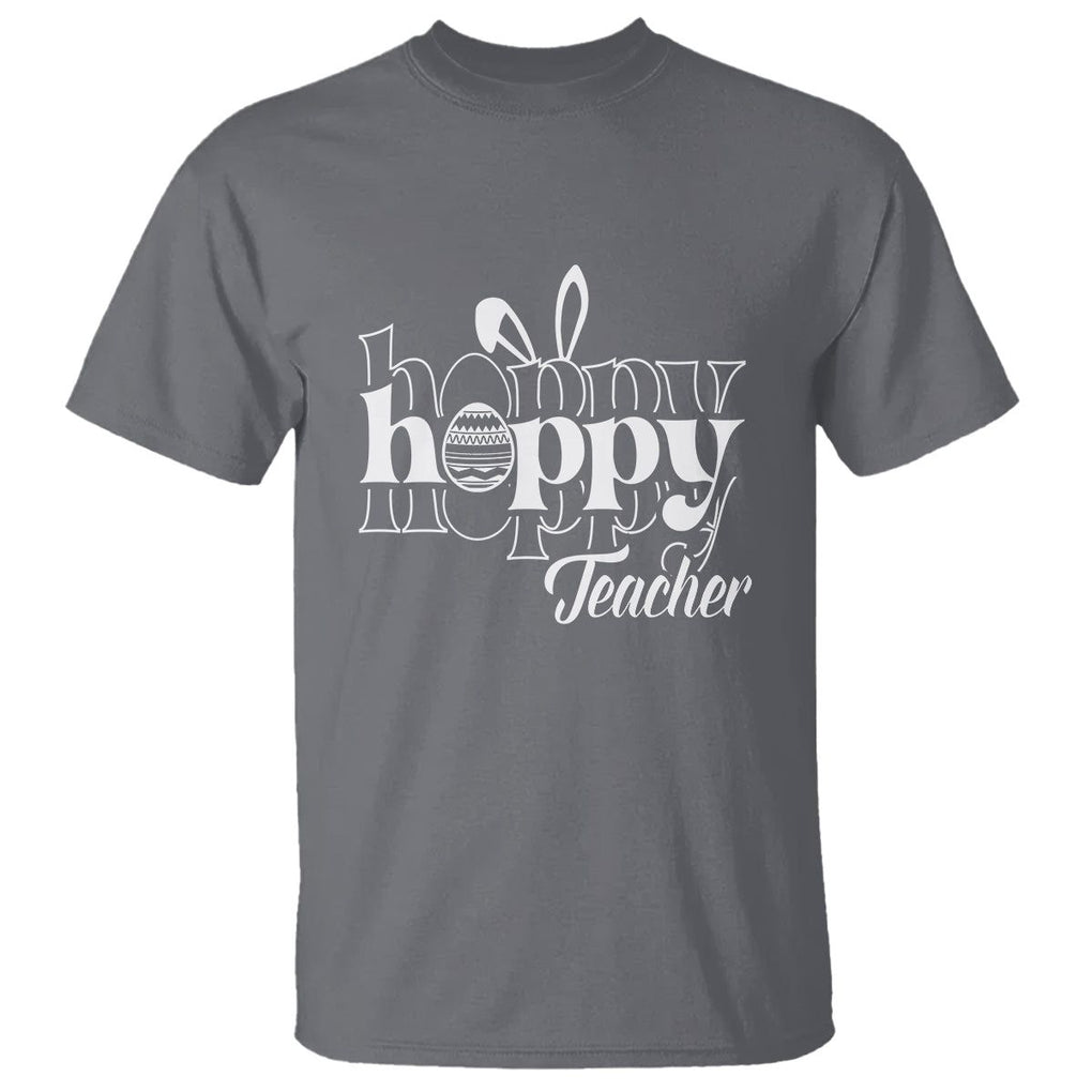 Easter Day Cute Hoppy Teacher Bunny Egg T Shirt TS09 Charcoal Printyourwear