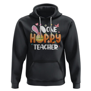 Easter Day Cute One Hoppy Teacher Bunny Carrot Hoodie TS09 Black Printyourwear