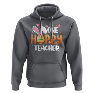 Easter Day Cute One Hoppy Teacher Bunny Carrot Hoodie TS09 Charcoal Printyourwear