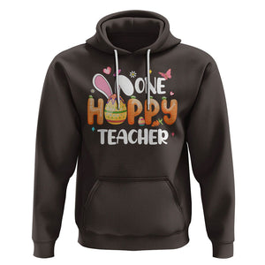 Easter Day Cute One Hoppy Teacher Bunny Carrot Hoodie TS09 Dark Chocolate Printyourwear