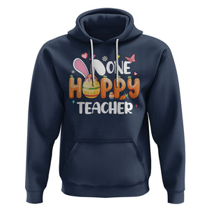 Easter Day Cute One Hoppy Teacher Bunny Carrot Hoodie TS09 Navy Printyourwear