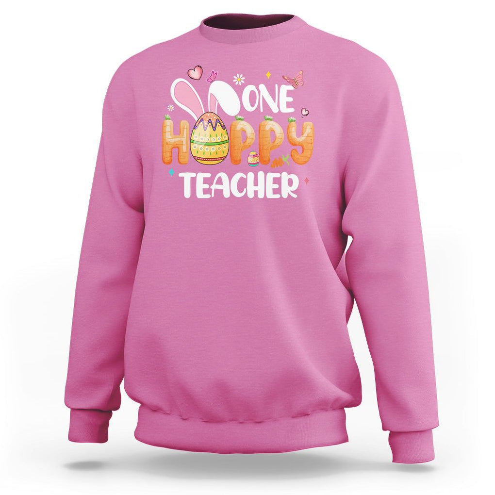 Easter Day Cute One Hoppy Teacher Bunny Carrot Sweatshirt TS09 Azalea Printyourwear