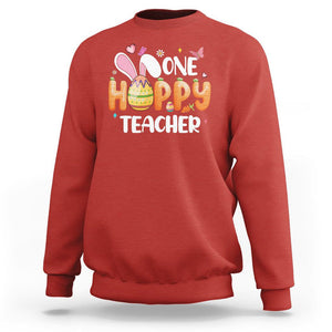 Easter Day Cute One Hoppy Teacher Bunny Carrot Sweatshirt TS09 Red Printyourwear