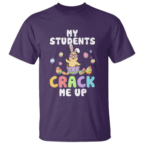 Easter Day T Shirt My Students Crack Me Up Funny Chick Teacher TS09 Purple Printyourwear