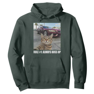 Funny Cat Meme Hoodie Rule No.1 Always Boss Up TS09 Dark Forest Green Print Your Wear