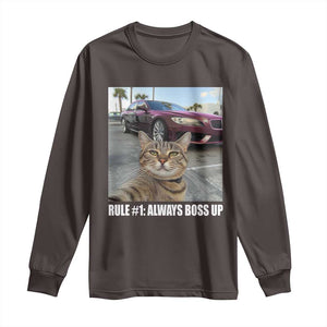 Funny Cat Meme Long Sleeve Shirt Rule No.1 Always Boss Up TS09 Dark Chocolate Print Your Wear