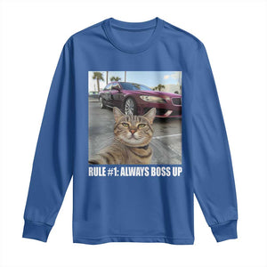 Funny Cat Meme Long Sleeve Shirt Rule No.1 Always Boss Up TS09 Royal Blue Print Your Wear