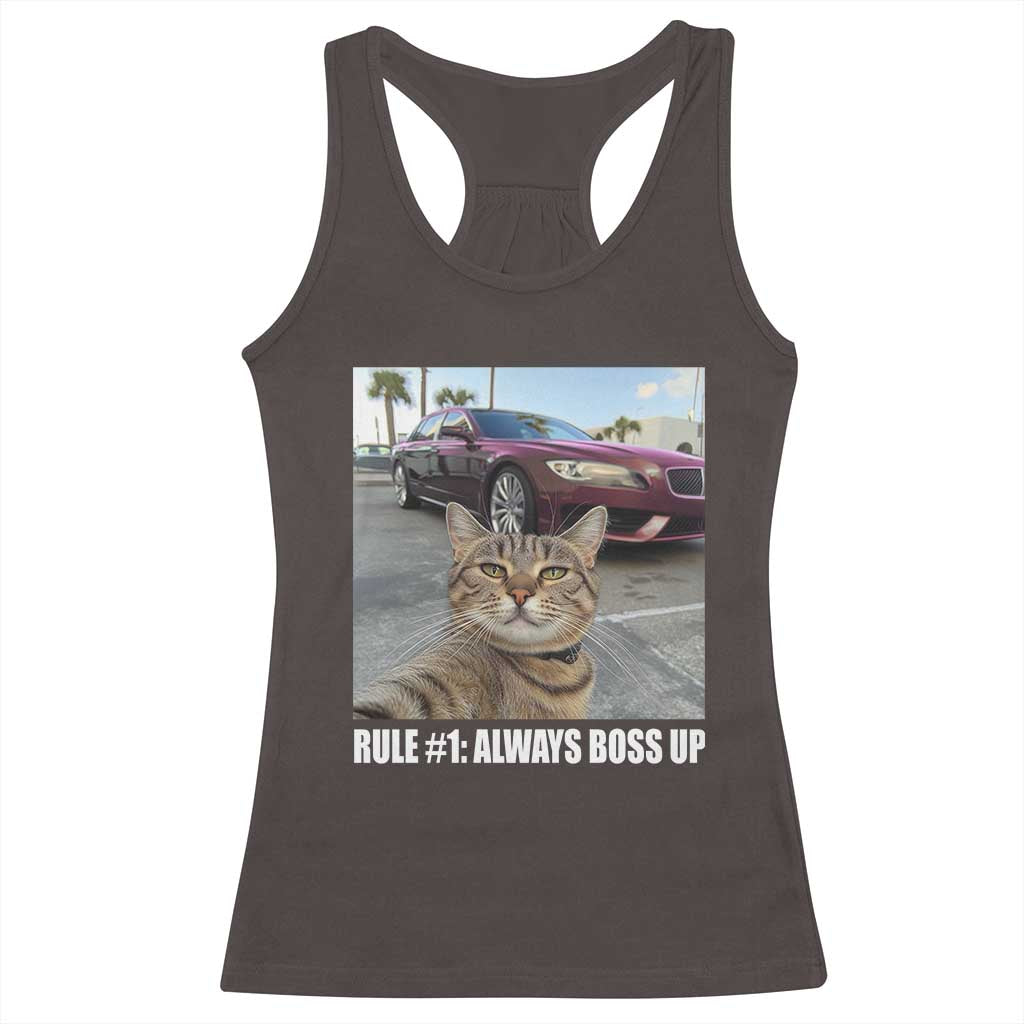 Funny Cat Meme Racerback Tank Top Rule No.1 Always Boss Up TS09 Dark Chocolate Print Your Wear