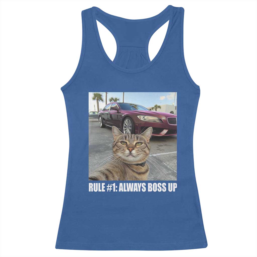 Funny Cat Meme Racerback Tank Top Rule No.1 Always Boss Up TS09 Royal Blue Print Your Wear