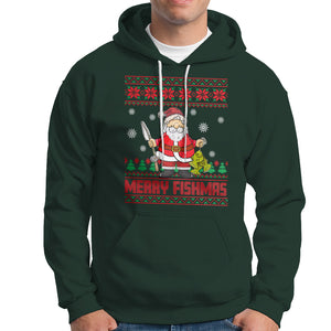 Merry Fishmas Santa Fishing Xmas Fish Fisherman Hoodie TS09 Dark Forest Green Printyourwear