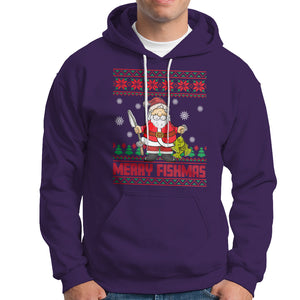 Merry Fishmas Santa Fishing Xmas Fish Fisherman Hoodie TS09 Purple Printyourwear