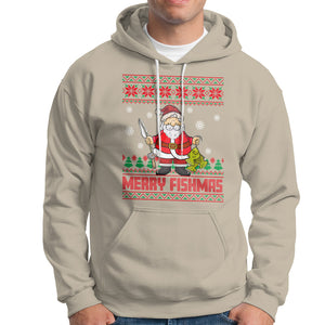 Merry Fishmas Santa Fishing Xmas Fish Fisherman Hoodie TS09 Sand Printyourwear