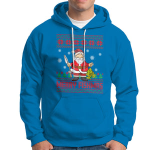 Merry Fishmas Santa Fishing Xmas Fish Fisherman Hoodie TS09 Sapphire Printyourwear