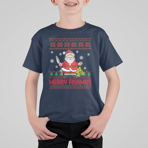 Merry Fishmas Santa Fishing Xmas Fish Fisherman T Shirt For Kid TS09 Navy Printyourwear