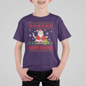 Merry Fishmas Santa Fishing Xmas Fish Fisherman T Shirt For Kid TS09 Purple Printyourwear