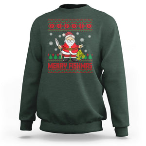 Merry Fishmas Santa Fishing Xmas Fish Fisherman Sweatshirt TS09 Dark Forest Green Printyourwear