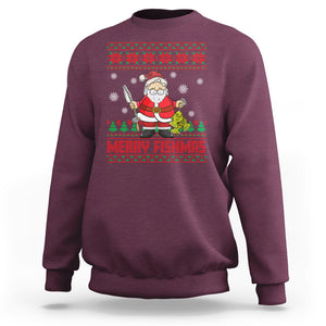 Merry Fishmas Santa Fishing Xmas Fish Fisherman Sweatshirt TS09 Maroon Printyourwear