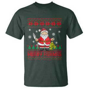 Merry Fishmas Santa Fishing Xmas Fish Fisherman T Shirt TS09 Dark Forest Green Printyourwear