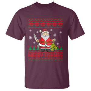 Merry Fishmas Santa Fishing Xmas Fish Fisherman T Shirt TS09 Maroon Printyourwear