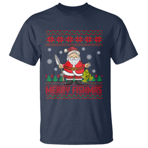 Merry Fishmas Santa Fishing Xmas Fish Fisherman T Shirt TS09 Navy Printyourwear