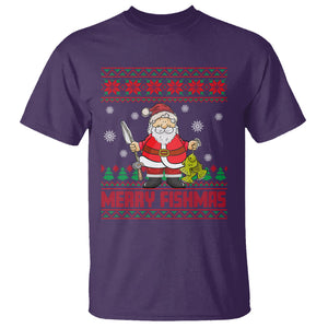 Merry Fishmas Santa Fishing Xmas Fish Fisherman T Shirt TS09 Purple Printyourwear