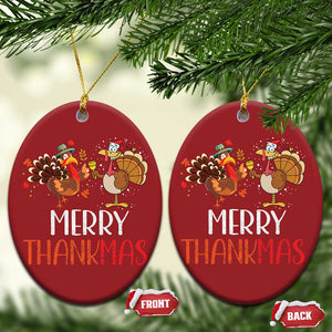 Thanksgiving Xmas Christmas Ornament Merry Thankmas Santa Turkey TS09 Oval Red Print Your Wear