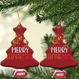 Thanksgiving Xmas Christmas Ornament Merry Thankmas Santa Turkey TS09 Christmas Tree Red Print Your Wear