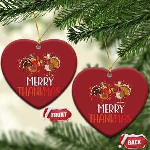 Thanksgiving Xmas Christmas Ornament Merry Thankmas Santa Turkey TS09 Heart Red Print Your Wear