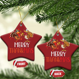 Thanksgiving Xmas Christmas Ornament Merry Thankmas Santa Turkey TS09 Star Red Print Your Wear