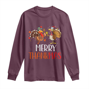 Merry Thankmas Long Sleeve Shirt Santa Turkey Costume Thanksgiving Christmas TS09 Maroon Print Your Wear