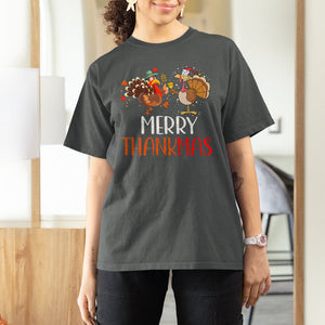 Merry Thankmas Santa Turkey Costume Thanksgiving Christmas T Shirt For Women TS09 Printyourwear