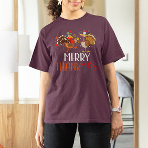 Merry Thankmas Santa Turkey Costume Thanksgiving Christmas T Shirt For Women TS09 Printyourwear