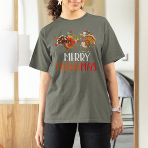 Merry Thankmas Santa Turkey Costume Thanksgiving Christmas T Shirt For Women TS09 Printyourwear