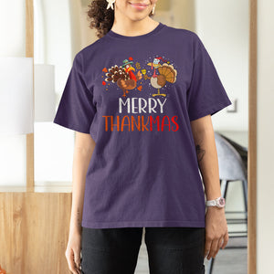 Merry Thankmas Santa Turkey Costume Thanksgiving Christmas T Shirt For Women TS09 Printyourwear