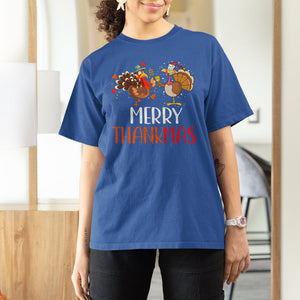 Merry Thankmas Santa Turkey Costume Thanksgiving Christmas T Shirt For Women TS09 Printyourwear