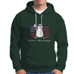 Fight or Flight Meme Cool Penguin Pun Patriotic US Flag Hoodie TS09 Dark Forest Green Printyourwear